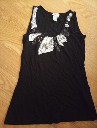 Damen Top schwarz Grösse XS Paillettenapplikation BPC