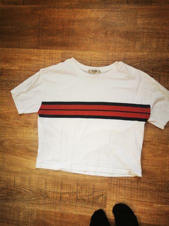 Pull&Bear T-Shirt, Gr. M, Weiss mit Streifen, Top Zustand!