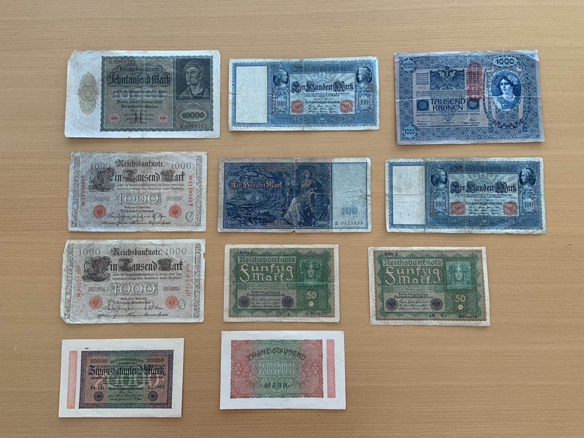 Banknoten: Diverse Banknoten deutsches Reich – Gebraucht aus Galgenen von obe_dj6b