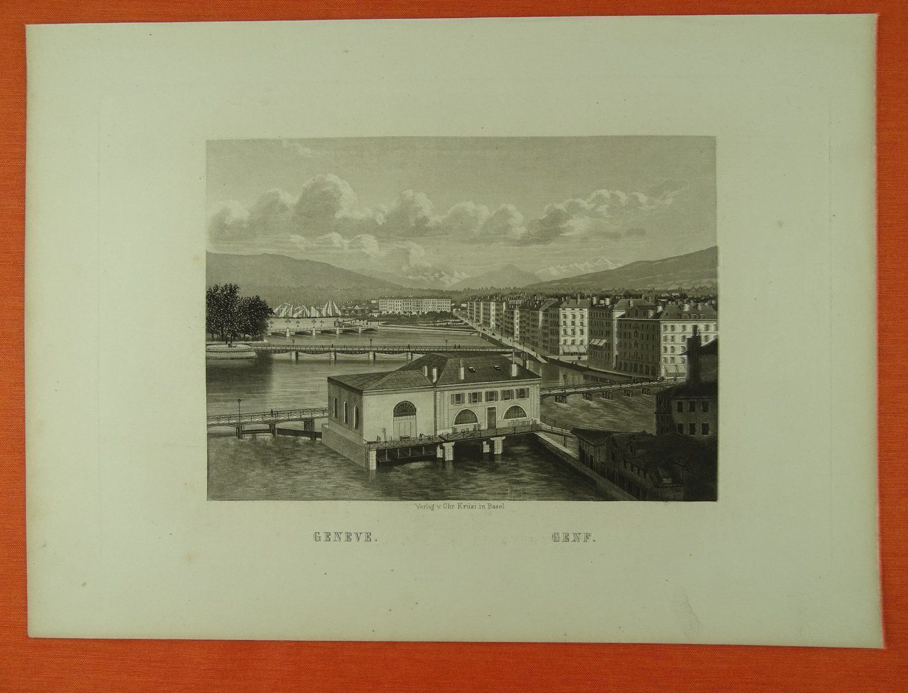 Incisioni: GENF, GENÈVE, AQUATINTA 1865 – Usato da Grüningen venduto da Kartensammler 1