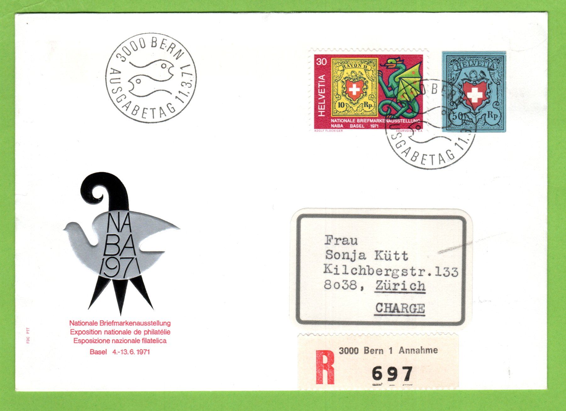 Alle Briefmarken: 1971 NABA-Block FDC Einzelwert + Nr. 493 NABA SBK 50.--++ – Gebraucht aus Stein am Rhein von Huehnerhund