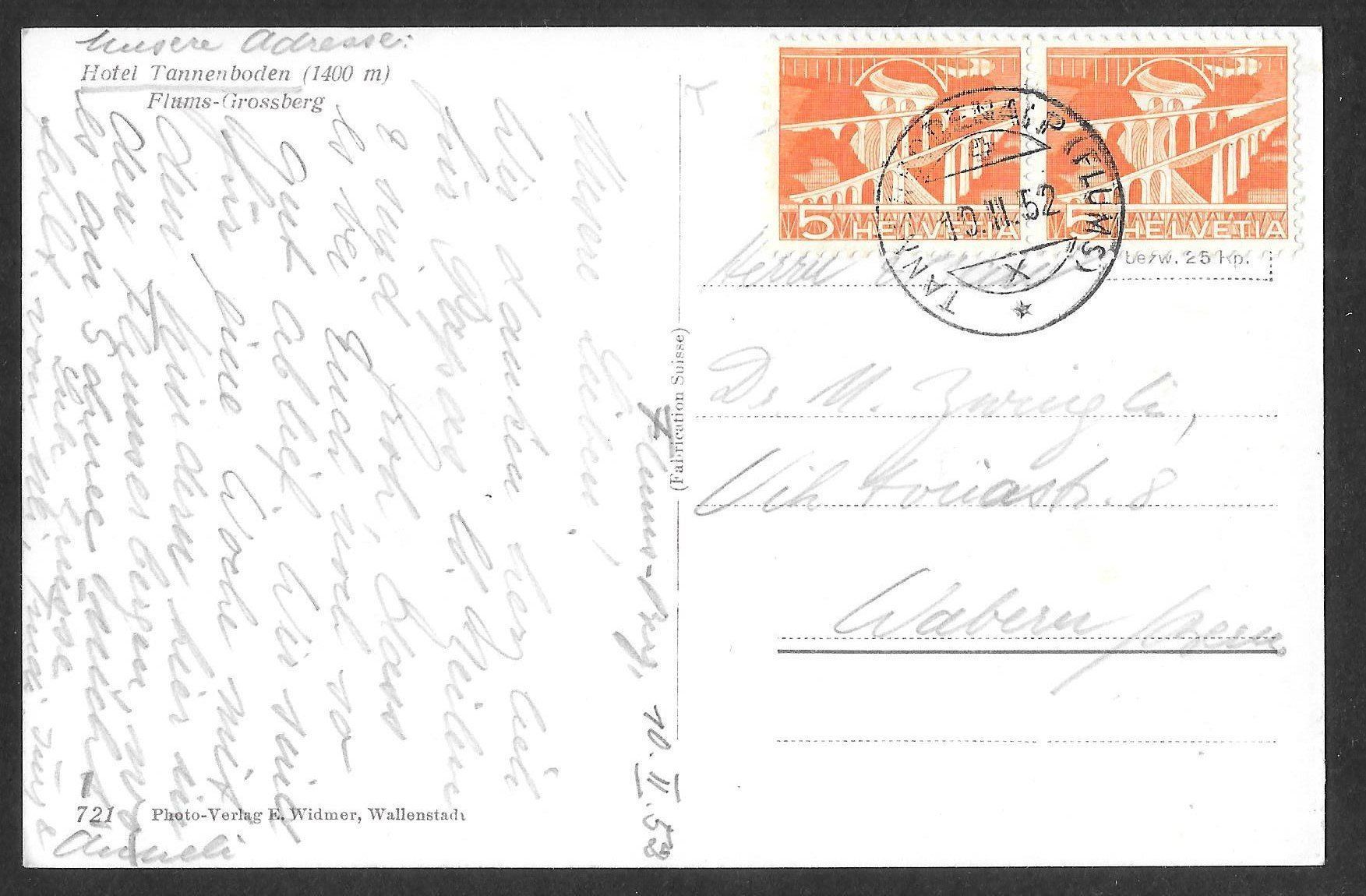 Cartoline postali: Flums - Grossberg Hotel Tannenboden – Usato da Olten venduto da clotaldi 1
