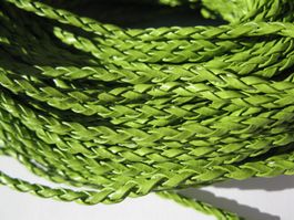 1 Meter Lederband 3mm, geflochten, grün