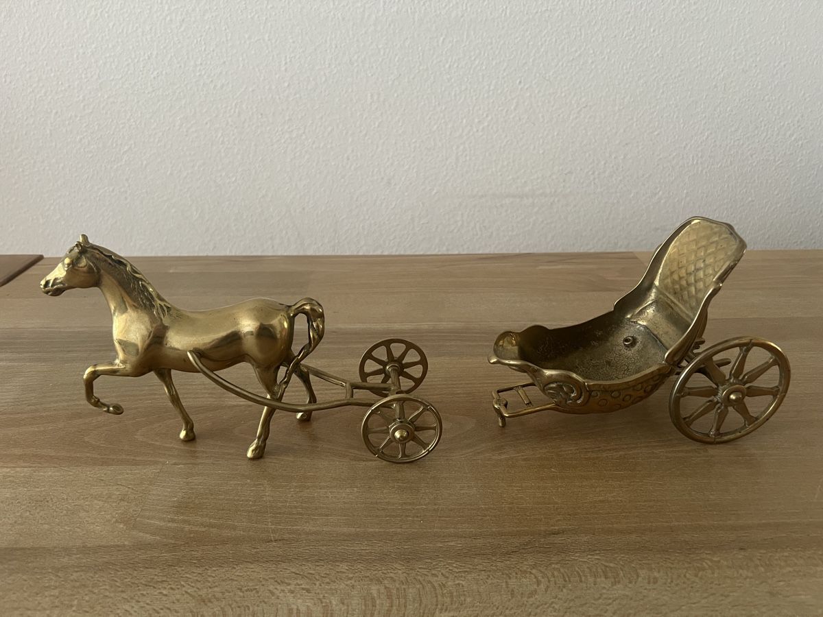 Statuette: Dekoration Pferd mit Wagen Messing gebraucht – Usato da Binningen venduto da lausemaus01 1