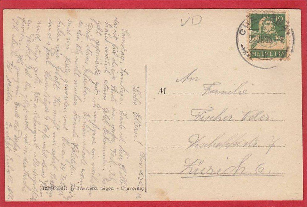 Cartoline postali: CHAVORNAY – Usato da Grüningen venduto da Kartenlaube 1
