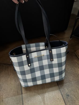 Michael Kors Tasche kariert blau/weiss mit Portemonnaie