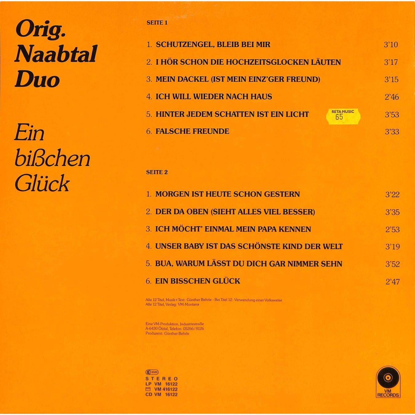 Schallplatten: LP: Orig. Naabtal Duo - Ein bisschen Glück – Gebraucht aus Trimmis von Dres2 1