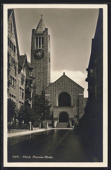 Cartoline postali: AK Zürich, An der Antonius-Kirche – Usato da Berlin venduto da bartko-reher