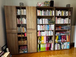 Ensemble de bibliothèques bois et métal, d'occasion