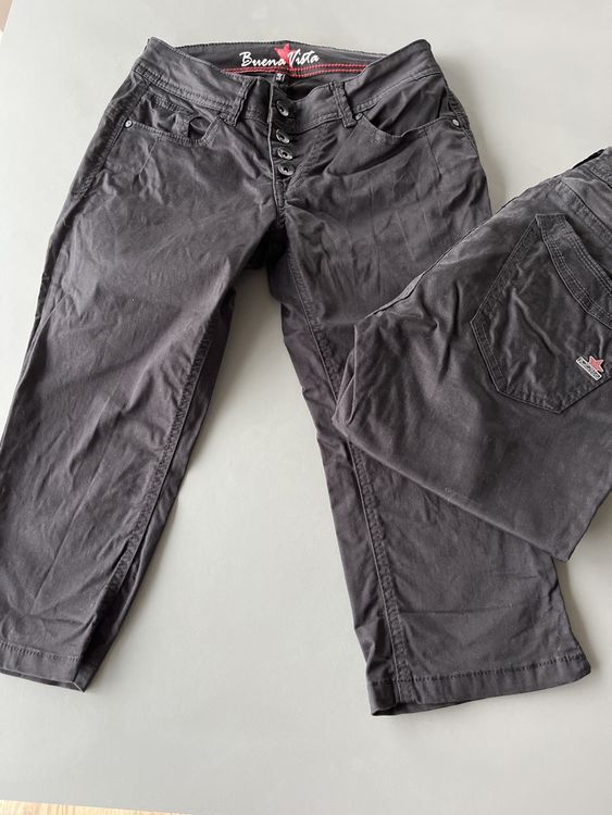 Pantalon Capri Street One Pour Femme - Taille 38-40 M - Coton Gris-noir-bleu Mélangé - Occasion Très Bon état
