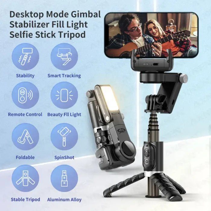 Treppiedi & Teste: Automatischer 360° Selfie-Stick mit Licht & Gesichtstracking – Nuovo e nell'imballaggio originale da Neuhausen am Rheinfall venduto da nyliastore 5