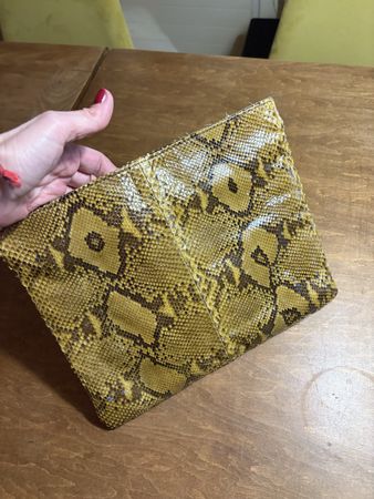 Exklusive Echt Python Leder Clutch – Gelb/Braun – Vintage-