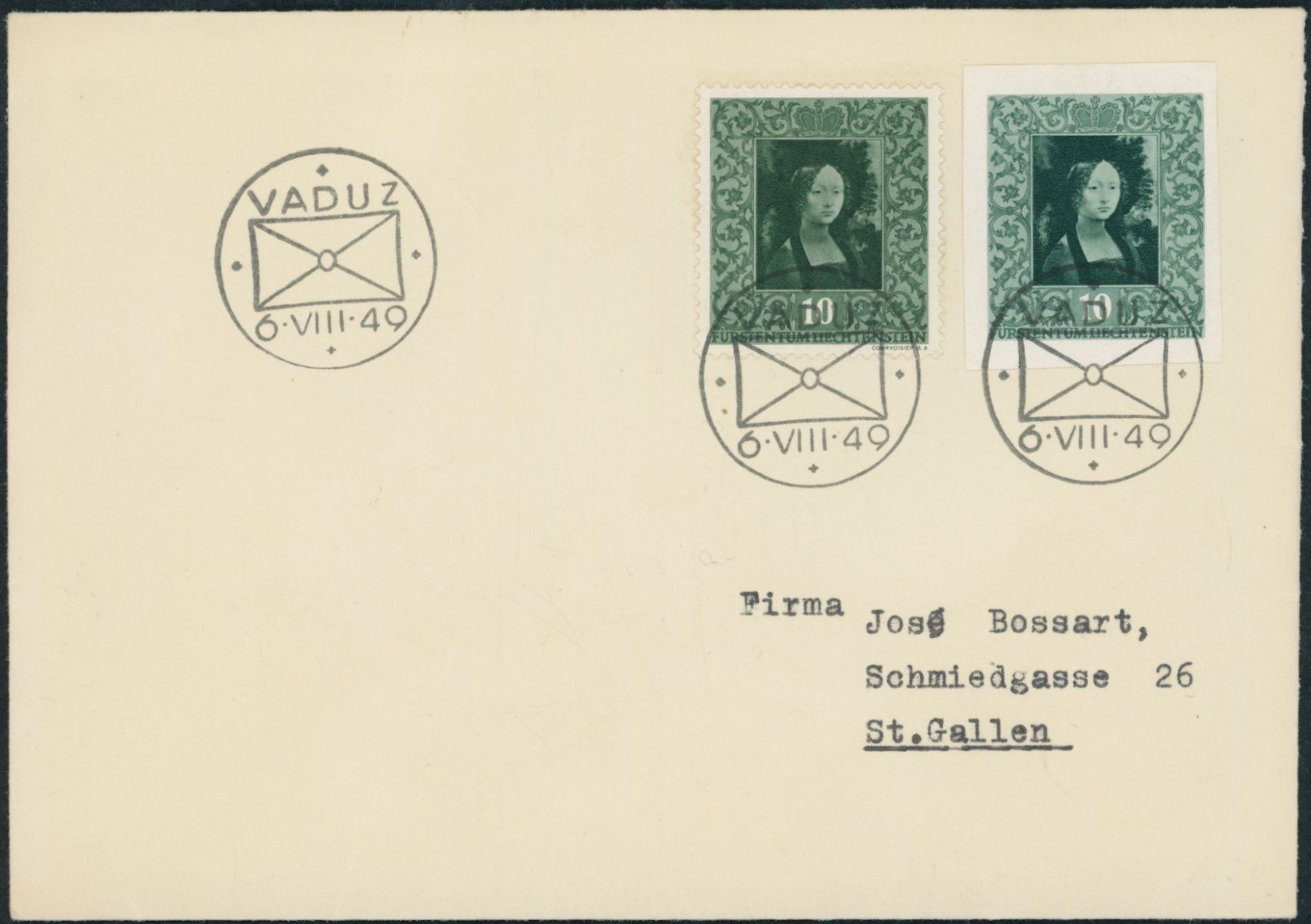 Tutti i francobolli: 1949 - Gemälde Block - Blockausschnitte - Ersttagsbrief FDC – Usato da Schindellegi venduto da leecollect