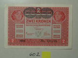 2 Kronen Deutsch Österreich gebraucht 1.3.1917