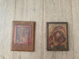 Ikonen-Reproduktionen “Muttergottes”, Holz, antik