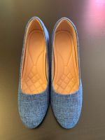 Damen Keilpumps blau Textiloptik unbenutzt - neuer Zustand