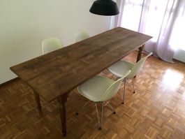 Antiker badischer Beizentisch, Massivholz, 200 cm