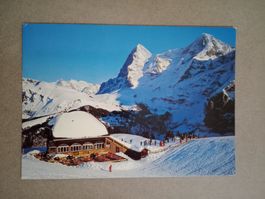 Mürren Allmendhubel Restaurant Bergstation belebte AK