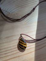 Tigerauge Anhänger braunes Lederbändeli - Neu