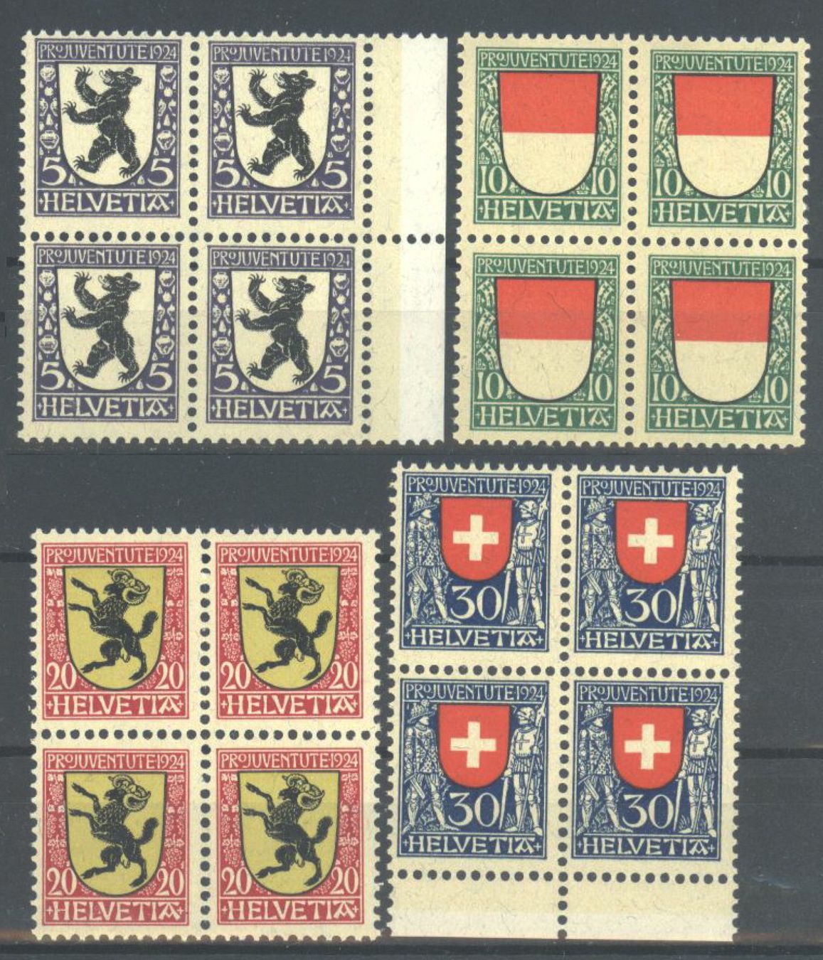 Tutti i francobolli: 1924, Pro Juventute, Viererblöcke ** – Usato da Willisau venduto da Vollstempel