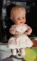 Antike Mini Puppe Baby Doll, 11 cm, 50-er Jahre, Orig.Kleid