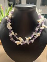 Halskette mit Amethyst - Bergkristall und Muschel Perle 