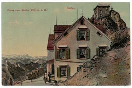 Gruss vom Säntis, Stempel des Hotels, belebt, gelaufen 1909