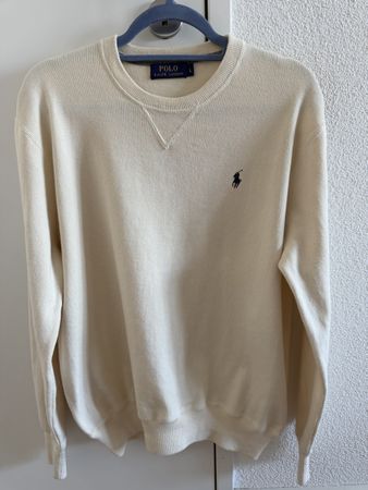 Ralph Lauren Cotton Jumper, Ivory, Size L, Men's Winter 50