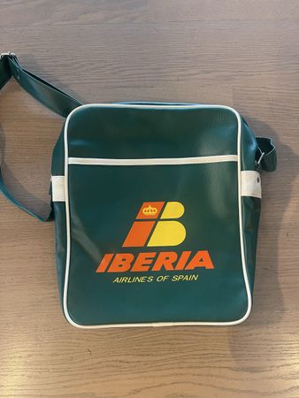 Umhängetasche Iberia Airlines grün weiss Vintage Optik