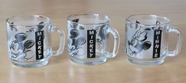 3 Gläser / Tassen Mickey Mouse und Minnie Mouse