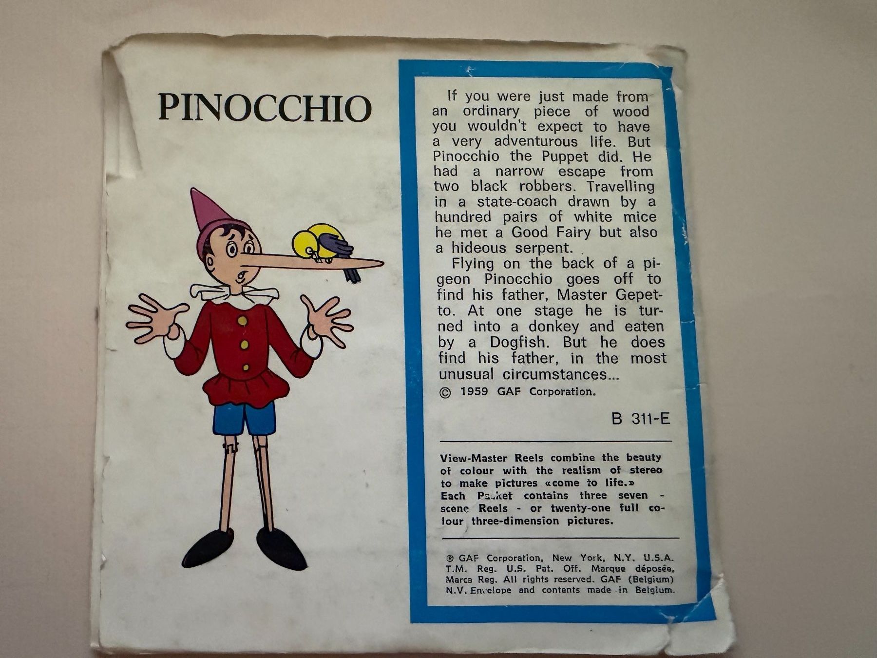 View-master Giocattoli: View-Master 3D: Nr. B 311 PINOCCHIO – Usato da Tegerfelden venduto da siebenmacky 1