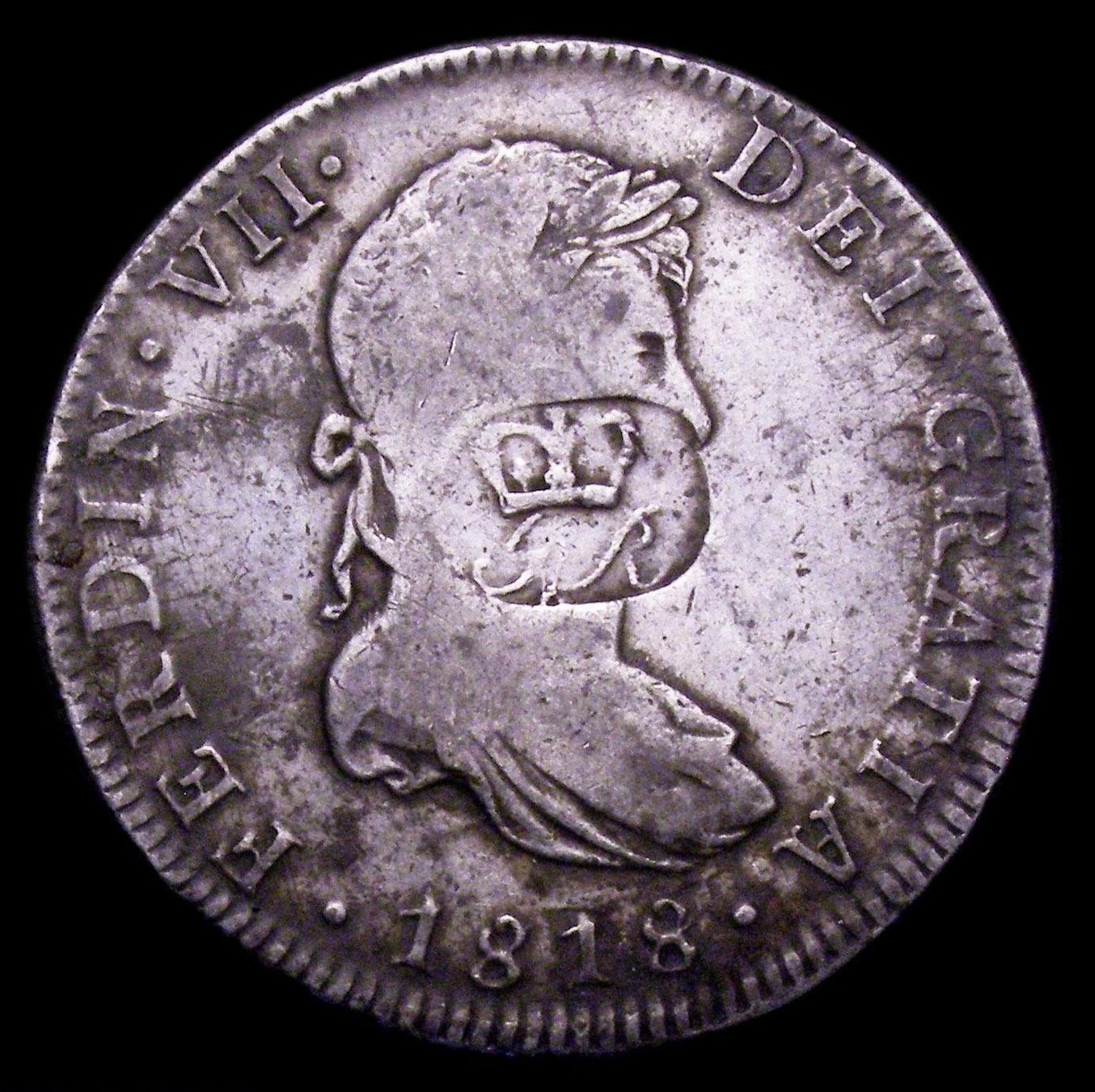 Alle Münzen: 8 Reales / Ferdinand VII / 1818 / Countermarked "GR" – Gebraucht aus Liestal von ReGaRicardo