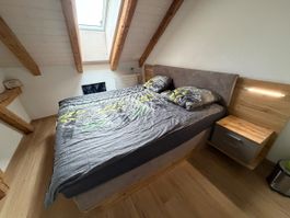 Doppelbett Holzoptik mit Nachttischen Boxspringbett