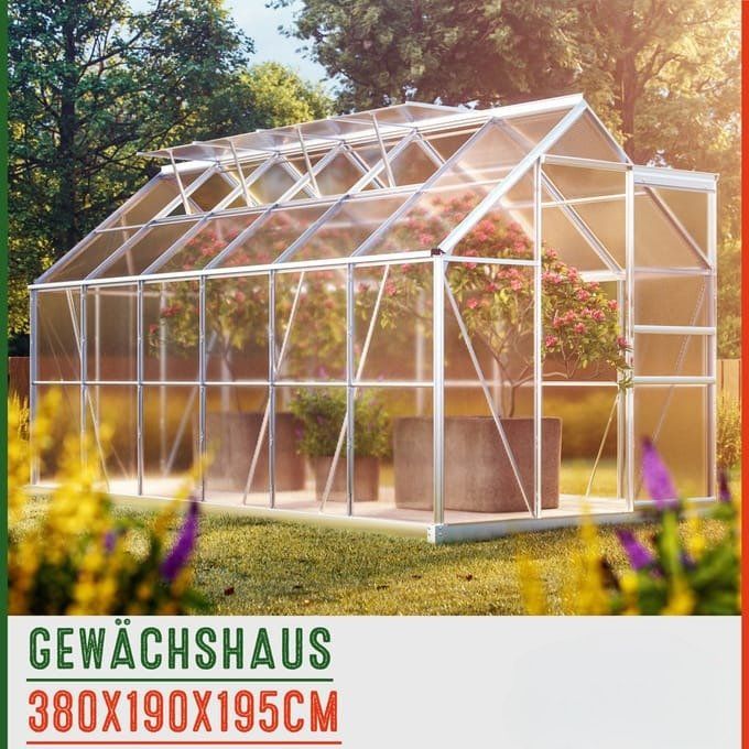Treibhaus - 380x190x195cm 4 Dachfenster 4