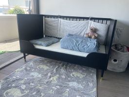 Bopita Kinderbett, Schwarz, incl Alvi Matratze 70*140