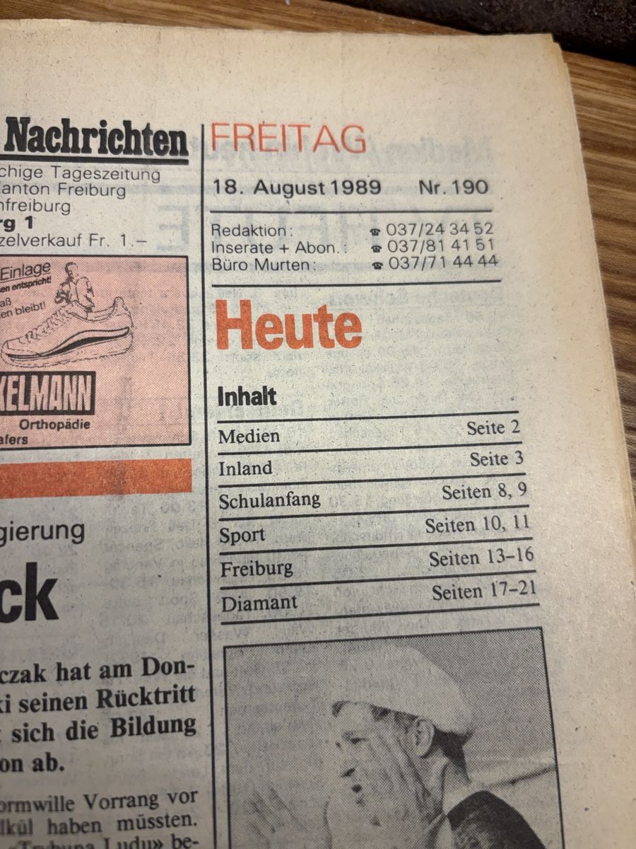 Revues & Magazines: Journal Freiburger Nachrichten – D'occasion à Heitenried par Petize 1