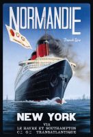 Blechschild-DAMPFSCHIFF NORMANDIE-NEW YOrk