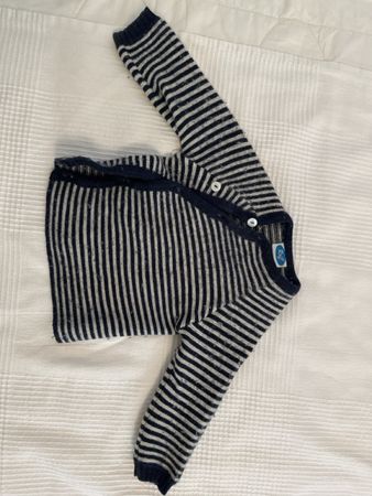 Reiff Strickjacke Merinowolle blau grau Grösse 74/80
