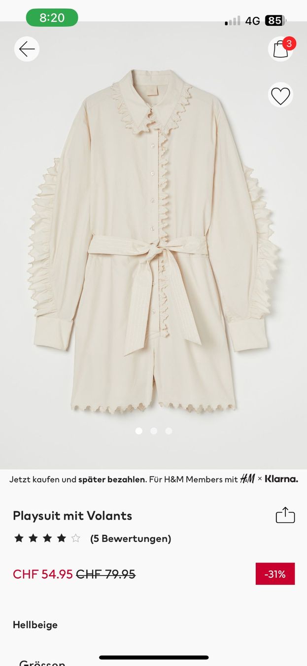 H&M Tute: Playsuit mit volants 34 – Usato da Neuhaus SG venduto da bernike