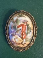 Limoges France Brosche, Vintage Schmuck mit Musik Szene