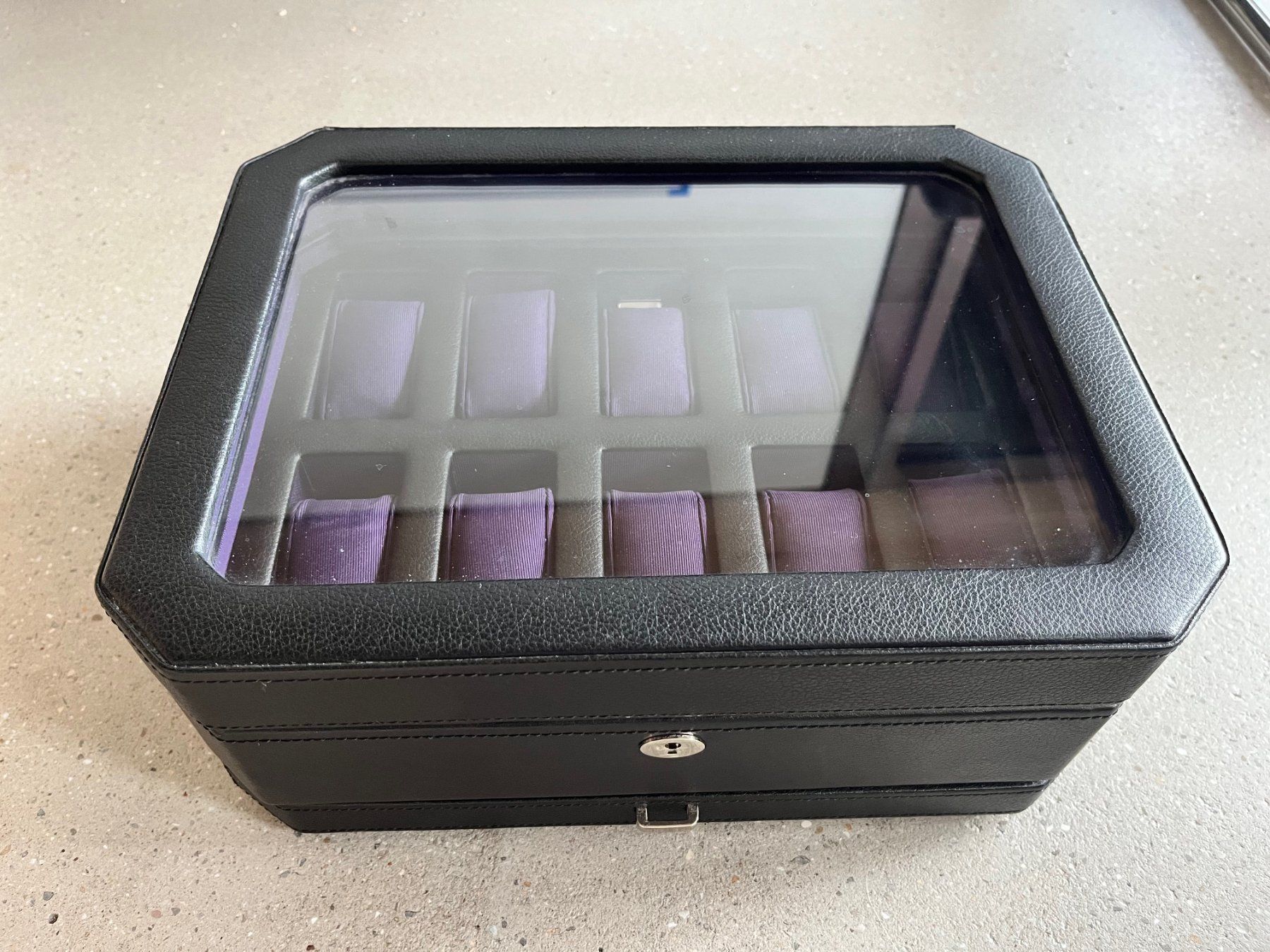 Orologi: Uhrenbox WOLF 1834 - Windsor mit Schublade Schwarz/Violett – Usato da Regensdorf venduto da Carbonox 2