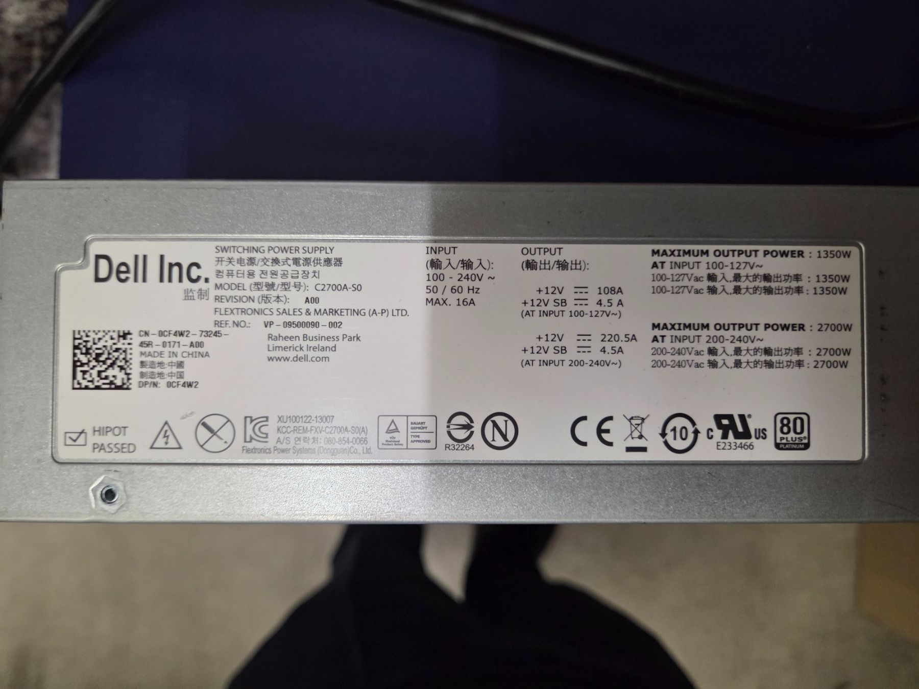 Dell Server: Netzteil Dell C2700A-S0 2700W PowerEdge M1000e – Gebraucht aus Zürich von Alibaba1234