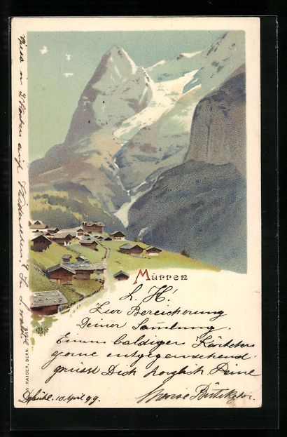 Cartoline postali: AK Mürren, Ortsansicht, 1899 – Usato da Berlin venduto da bartko-reher
