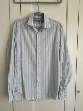 FIL NOIR striped shirt size M 100% cotton blue white