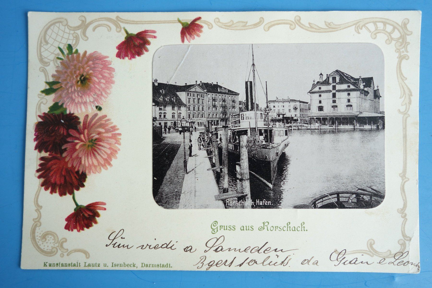 Cartoline postali: RORSCHACH LITHO mit Hafen - 1900 - Gruss aus Rorschach – Usato da Ibach venduto da Ibanto