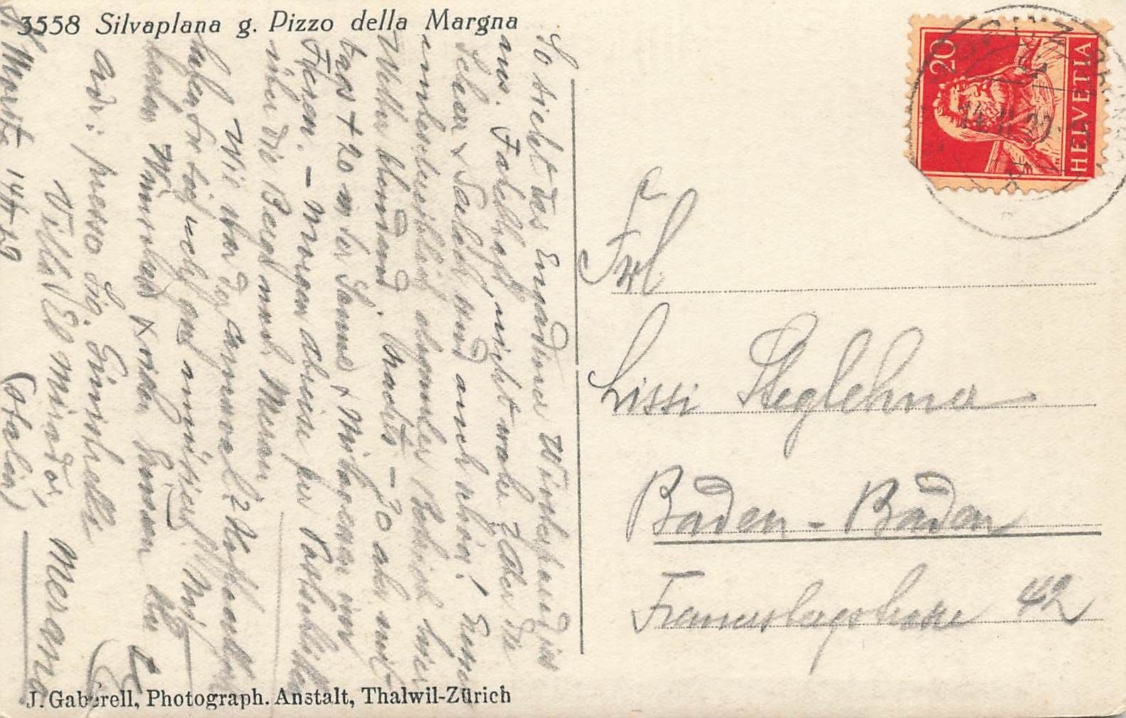 Cartoline postali: Silvaplana Pizzo della margna – Usato da Biasca venduto da Blenio71 1
