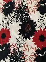 Jersey Stoff mit Blumenmuster, rot/schwarz/weiss