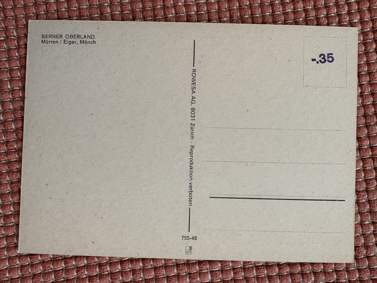 Cartoline postali: AK von Mürren Eiger Mönch Bergpanorama – Usato da Rümlang venduto da Kartenpost1 1