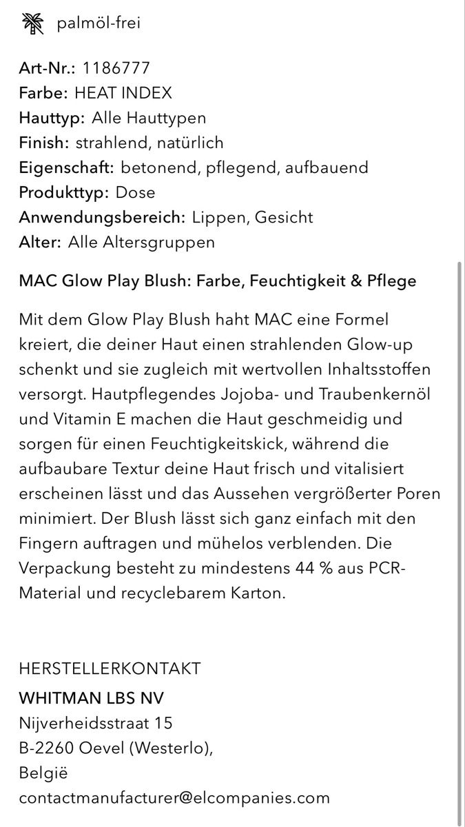 Mac Cosmetics Make-up: MAC Glow Play Blush, Farbe Heat Index – Usato da Zürich venduto da deruja 9