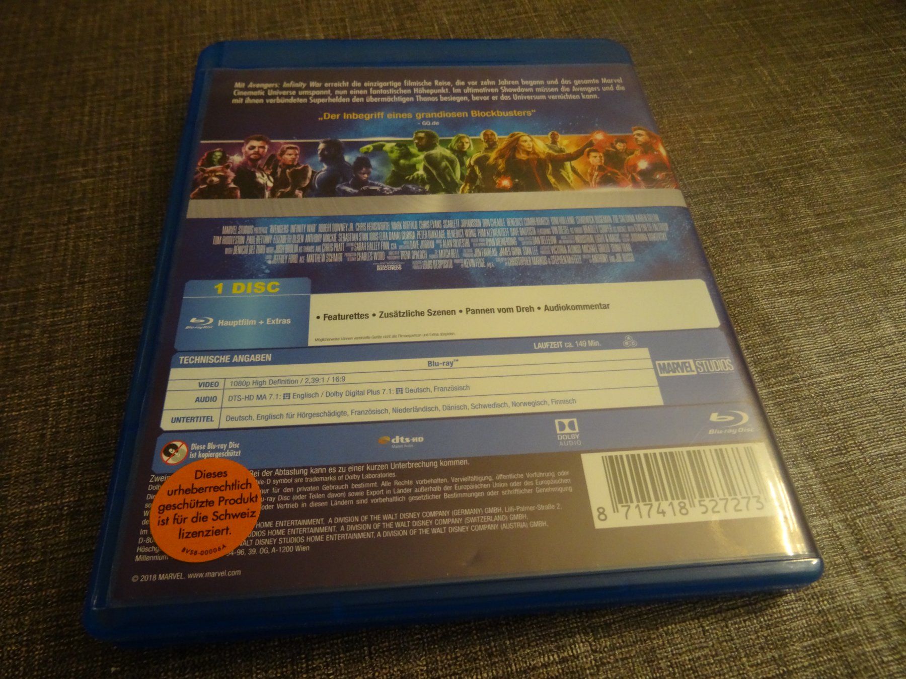 Alle DVDs: Avengers Infinity War Blu-ray – Gebraucht aus Olten von Disc-Verkauf 2